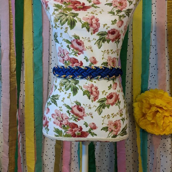 Vintage Braided Belt with Beaded Detail - Picture 2 of 7